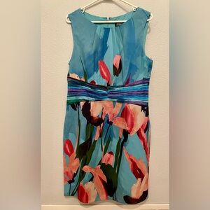 Adrianna Papell Multicolor Floral Midi Dress